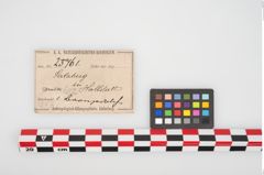 Etikett zu Bimetallantennendolchgriff (NHMW-PRAE-025761)
